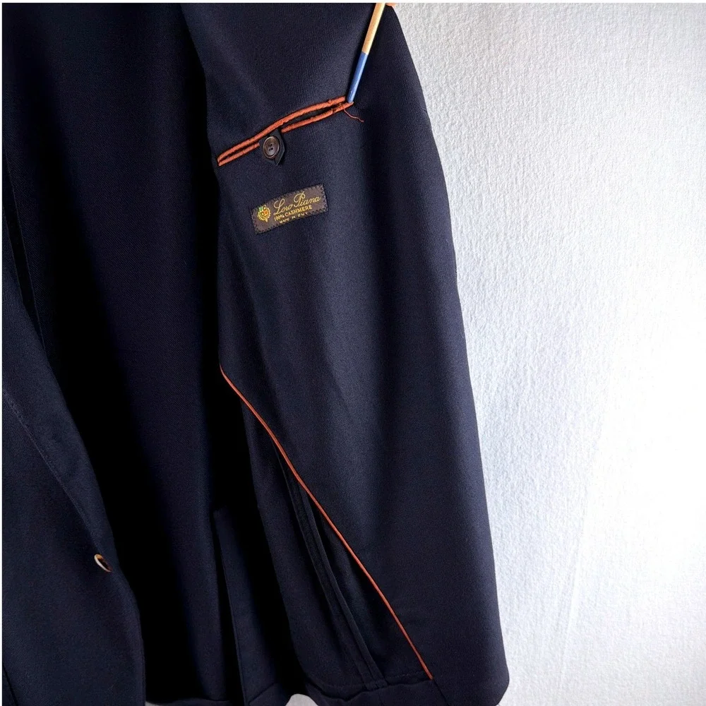 Loro‎ Piana Voyager Jacket Mens 52 Navy Blue 100% Cashmere Blazer Made in Italy